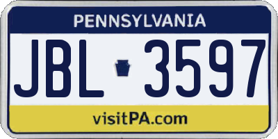 PA license plate JBL3597