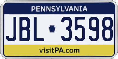 PA license plate JBL3598