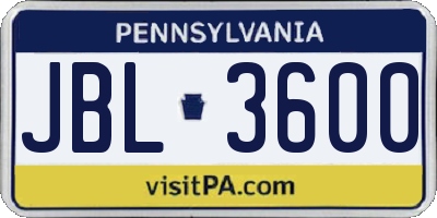 PA license plate JBL3600