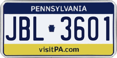 PA license plate JBL3601