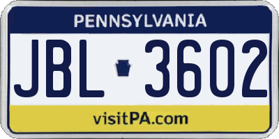 PA license plate JBL3602