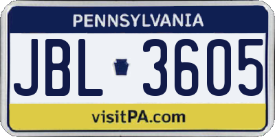 PA license plate JBL3605