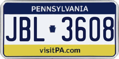 PA license plate JBL3608