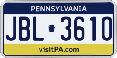 PA license plate JBL3610