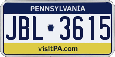 PA license plate JBL3615