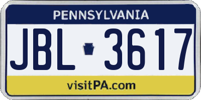 PA license plate JBL3617