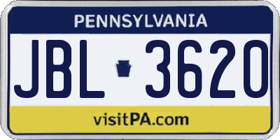 PA license plate JBL3620