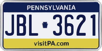 PA license plate JBL3621