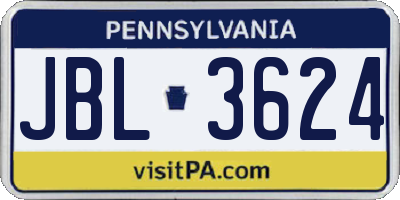 PA license plate JBL3624