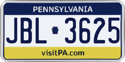 PA license plate JBL3625