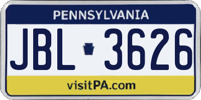 PA license plate JBL3626