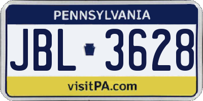 PA license plate JBL3628