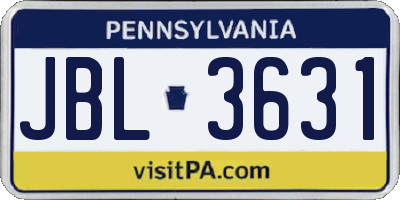 PA license plate JBL3631