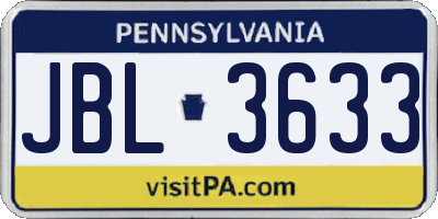 PA license plate JBL3633