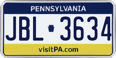 PA license plate JBL3634