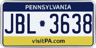 PA license plate JBL3638