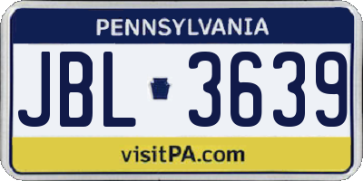 PA license plate JBL3639