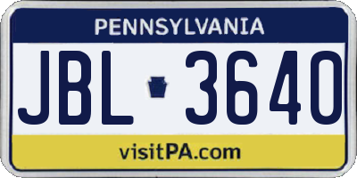 PA license plate JBL3640