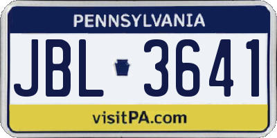 PA license plate JBL3641