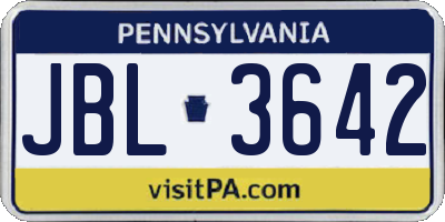 PA license plate JBL3642