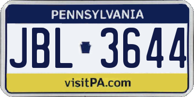 PA license plate JBL3644