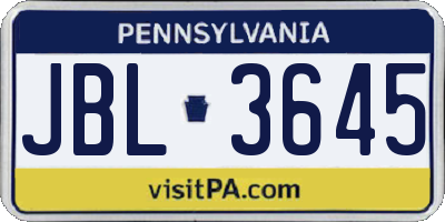 PA license plate JBL3645