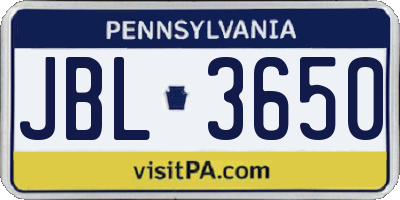 PA license plate JBL3650