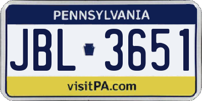 PA license plate JBL3651