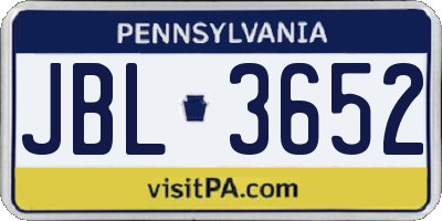 PA license plate JBL3652