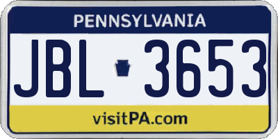 PA license plate JBL3653