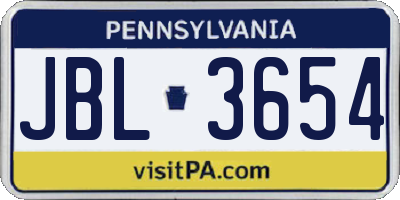 PA license plate JBL3654