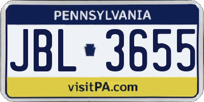 PA license plate JBL3655