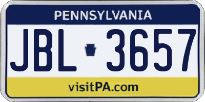 PA license plate JBL3657