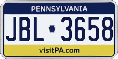 PA license plate JBL3658