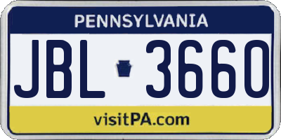 PA license plate JBL3660