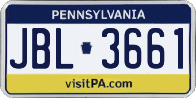 PA license plate JBL3661