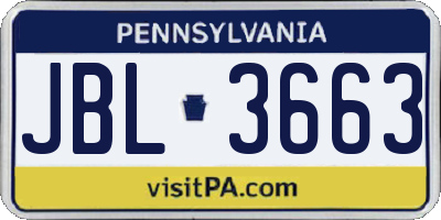 PA license plate JBL3663