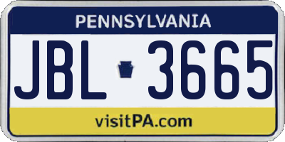 PA license plate JBL3665