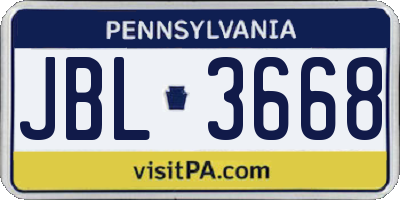 PA license plate JBL3668