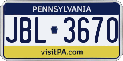 PA license plate JBL3670