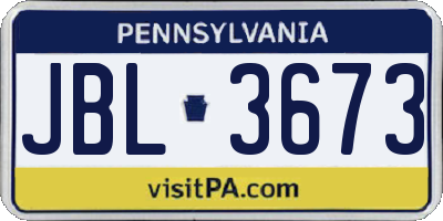 PA license plate JBL3673