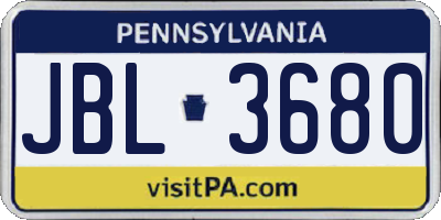 PA license plate JBL3680