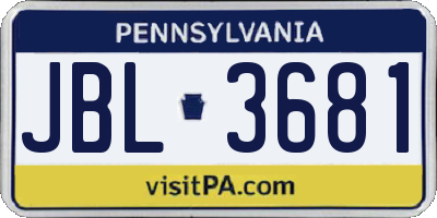 PA license plate JBL3681