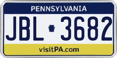 PA license plate JBL3682