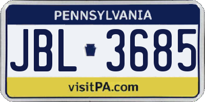 PA license plate JBL3685