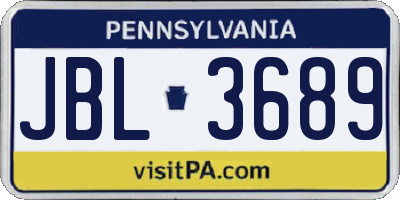 PA license plate JBL3689