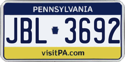 PA license plate JBL3692