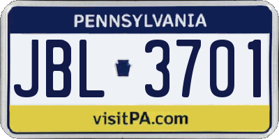 PA license plate JBL3701