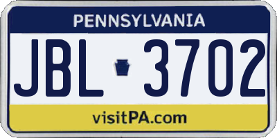 PA license plate JBL3702