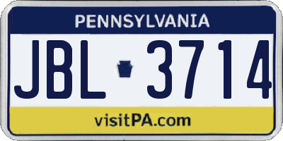 PA license plate JBL3714